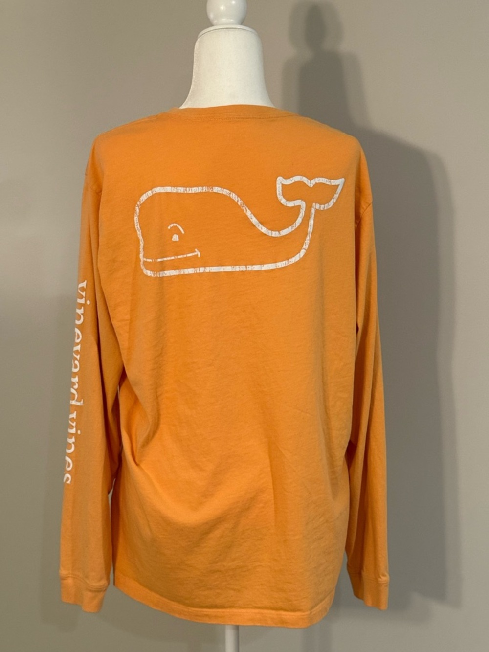 Vineyard Vines Men’s Orange Crewneck Tee with Whale Logo